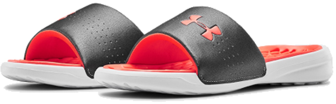 (Women) Under Armour Playmaker Fixed Strap Slippers Black/Orange 3000063-104 Lookbook (Women) Under Armour Playmaker Fixed Strap Slippers Black/Orange 3000063-104