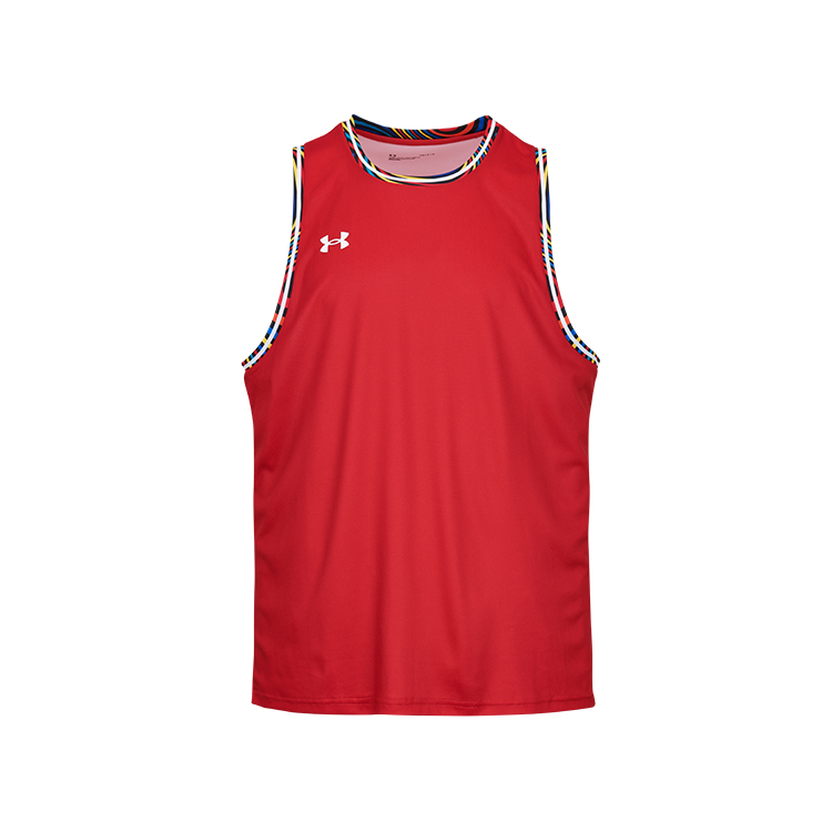 (Women) Under Armour Red Basketball Tank Top - Breathable, Quick-Dry, Comfortable. 25500135-600