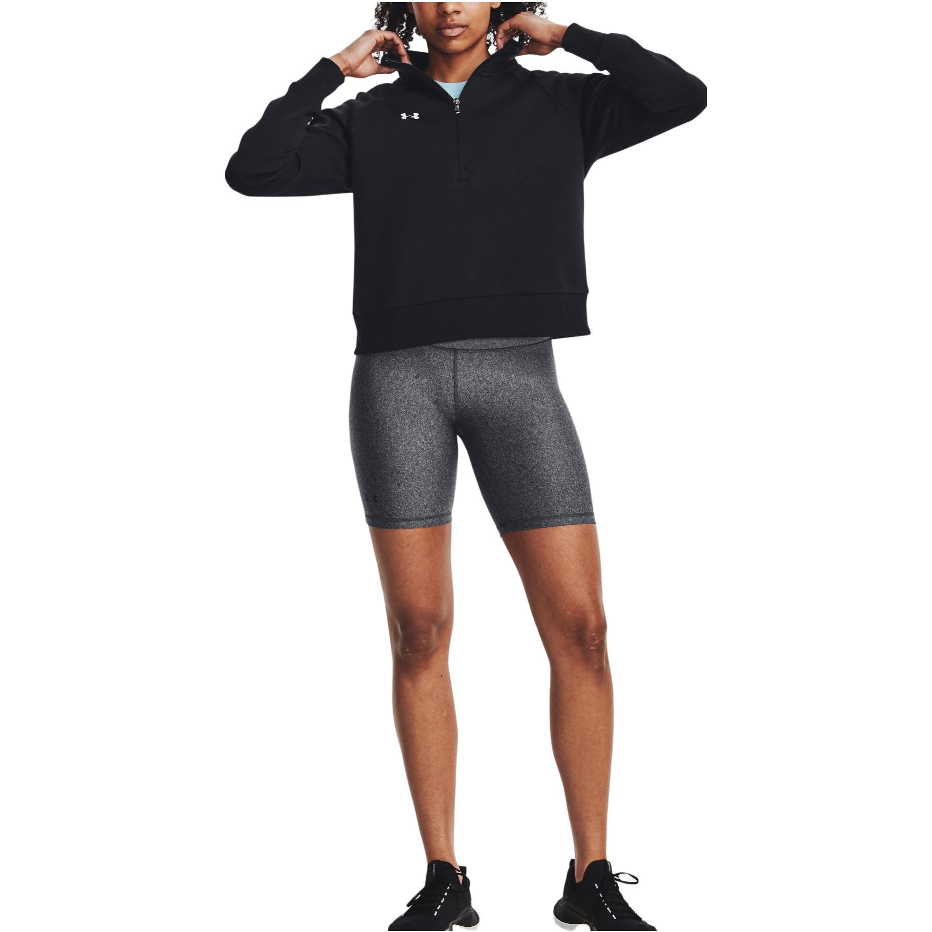 Shop (Women) Under Armour Rival Black Half-Zip Jacket with Solid Logo 1379492-001