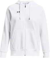(Women) Under Armour Rival Fleece Full-Zip Hoodie White 1379497-100 (Women) Under Armour Rival Fleece Full-Zip Hoodie White 1379497-100