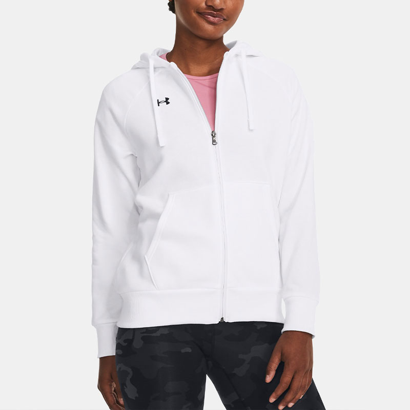 Shop (Women) Under Armour Rival Fleece Full-Zip Hoodie White 1379497-100