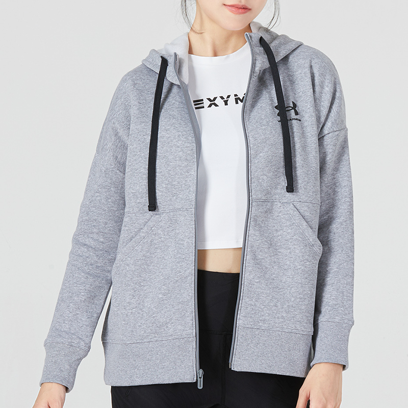 (Women) Under Armour Rival Fleece Hoodie Gray - Casual and Comfortable 1356400-036 圖 4