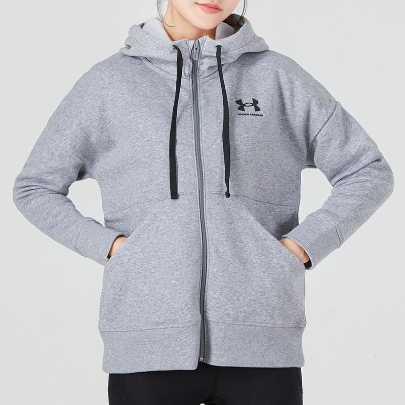 (Women) Under Armour Rival Fleece Hoodie Gray - Casual and Comfortable 1356400-036 圖 5