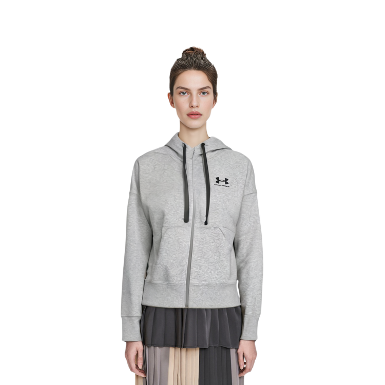 (Women) Under Armour Rival Fleece Hoodie Gray - Casual and Comfortable 1356400-036 圖 7