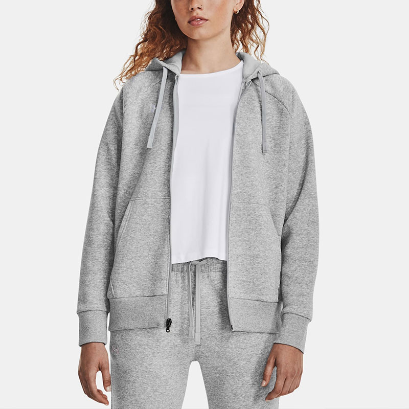 (Women) Under Armour Rival Fleece Solid Color Zip-Up Hoodie Jacket 1379497-012 圖 4