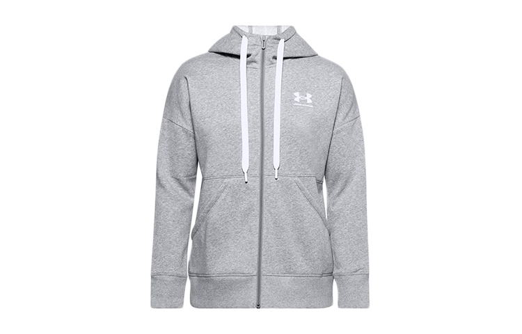 (Women) Under Armour Rival Logo Zip Hoodie Jacket Women’s Grey 1356400-035
