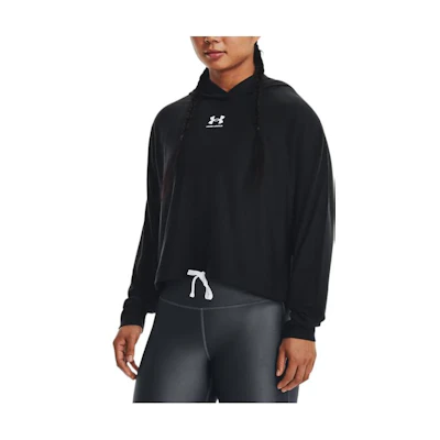 (Women) Under Armour Rival Oversized Logo Hoodie Black 1376992-001