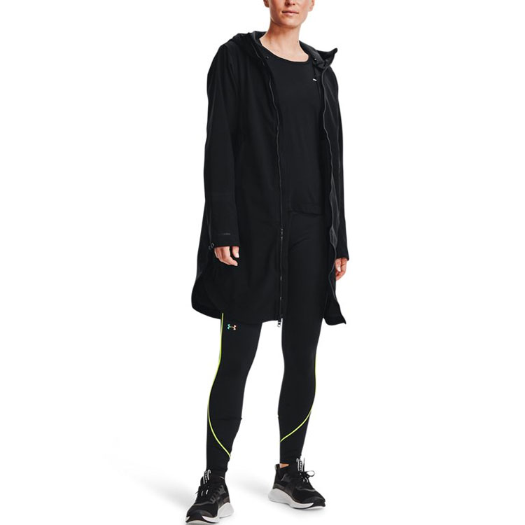 Shop (W) 언더아머 러시 쉘 블랙 미드길이 후드 트레이닝 자켓 1364906-001