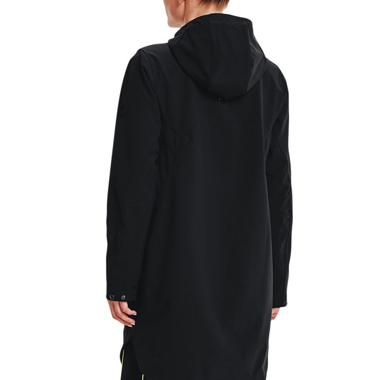 Details for (W) 언더아머 러시 쉘 블랙 미드길이 후드 트레이닝 자켓 1364906-001