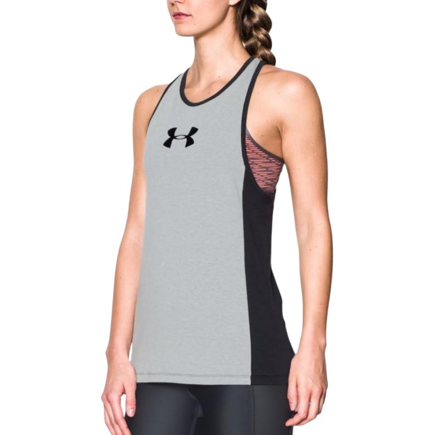 (Women) Under Armour Sleeveless Tank Top with Colorblock Logo. 1290681-025