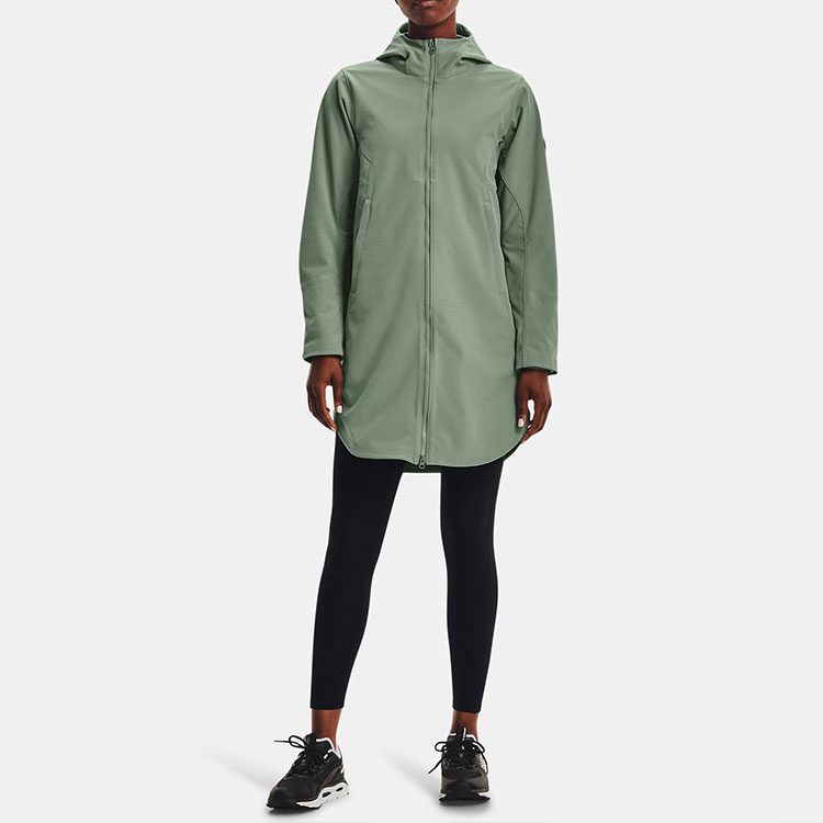 (Women) Under Armour Solid Color Logo Mid-Length Hoodie Jacket - Green 1364906-348 圖 4