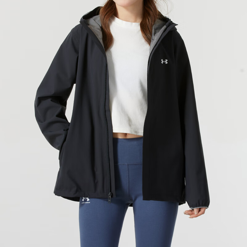 Lookbook (Women) Under Armour Stormproof Hooded Windbreaker Jacket Black 1376067-003