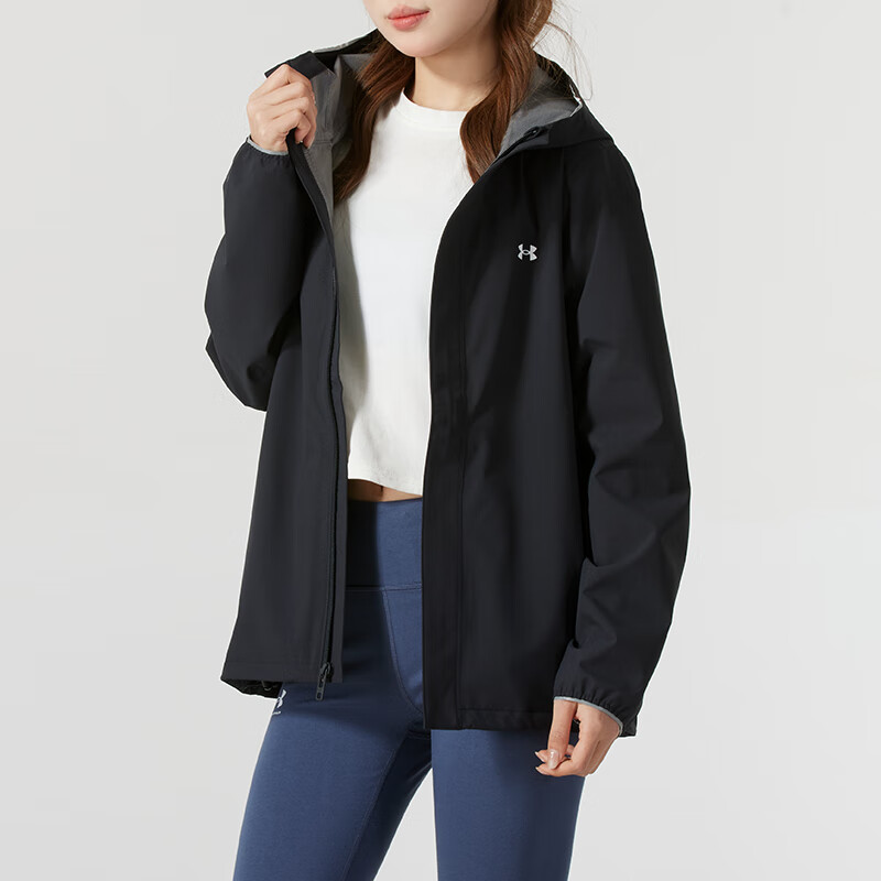 Details for (Women) Under Armour Stormproof Hooded Windbreaker Jacket Black 1376067-003