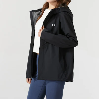 (Women) Under Armour Stormproof Hooded Windbreaker Jacket Black 1376067-003 Sizing (Women) Under Armour Stormproof Hooded Windbreaker Jacket Black 1376067-003