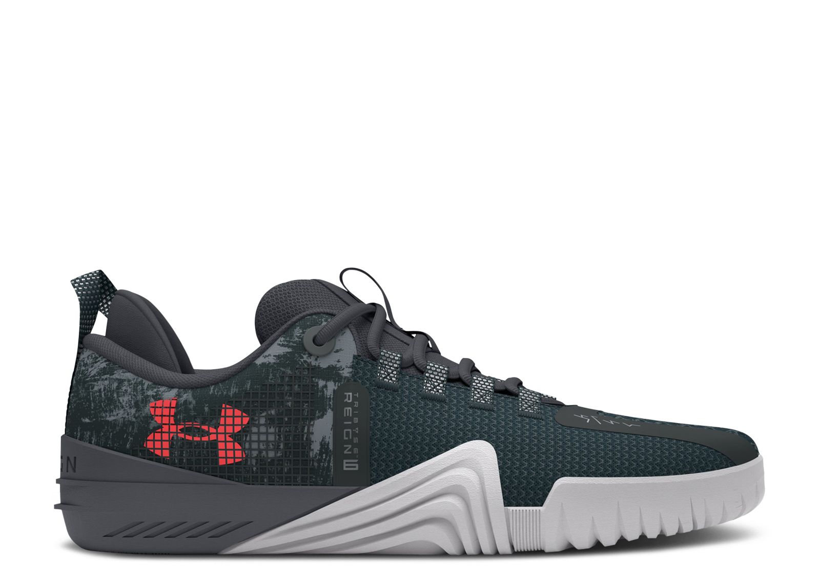 (Women) Under Armour TriBase Reign 6 'Pitch Grey Rush Red Camo' 3027353-100