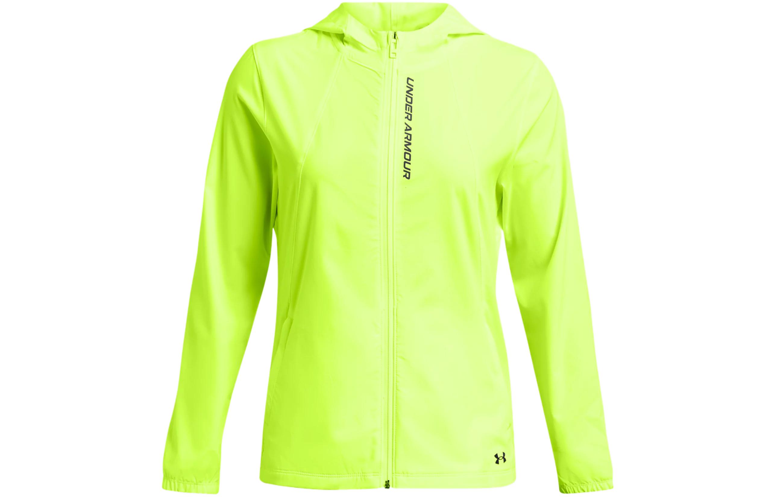(Women) Under Armour UA OutRun The Storm Lemon Yellow  Hooded Zip Jacket. 1377043-731