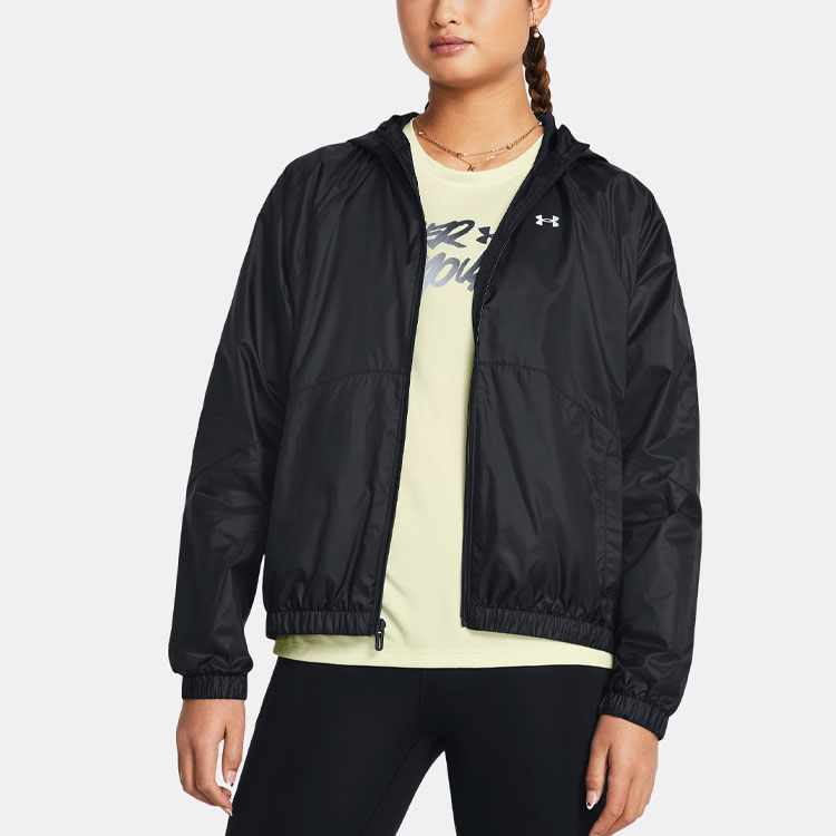 (Women) Under Armour UA Rival Logo Hoodie Jacket Casual Black 1382698-001 圖 4