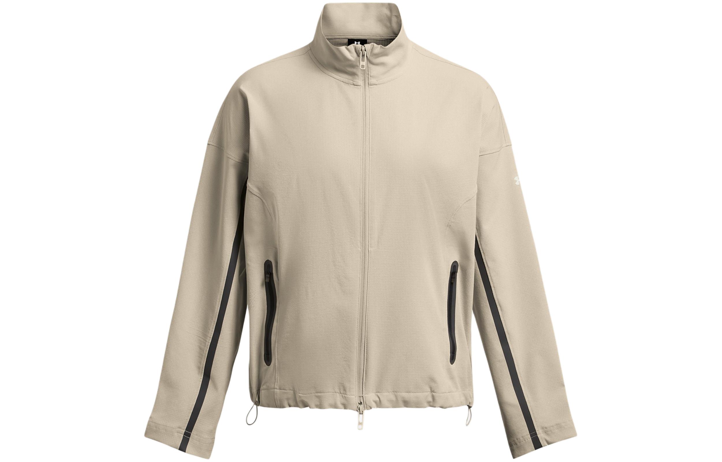 (Women) Under Armour UA Unstoppable Retro Logo Colorblock Breathable Jacket Khaki - 1385895-289