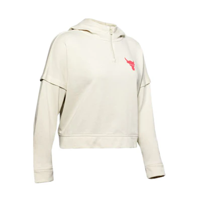 (Women) Under Armour The Rock Project Rock Terry Hoodie White 1351807-110