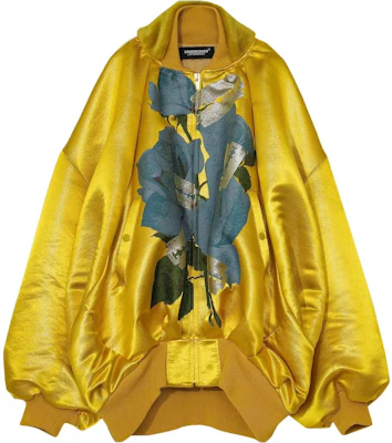 UNDERCOVER Yellow Oversized Baseball Jacket with Floral Leaf Print and Zipper Design UCZ1202-YELL Buy UNDERCOVER Yellow Oversized Baseball Jacket with Floral Leaf Print and Zipper Design UCZ1202-YELL