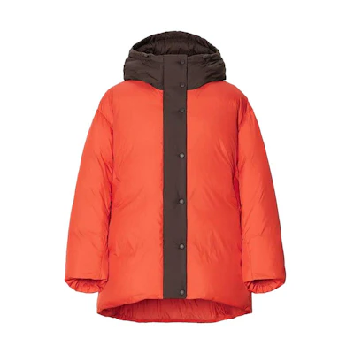 (Women) UNIQLO Solid Color Hooded Down Jacket - Dark Orange 457941-29