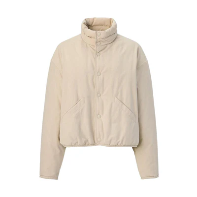(Women) UNIQLO Women’s FW22 Solid Color Stand Collar Single-Breasted Jacket Beige 452224-30