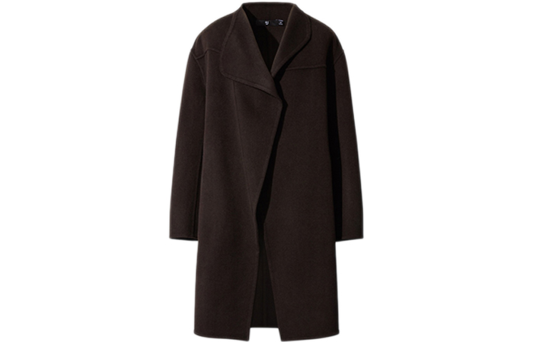 (Women) UNIQLO x Jil Sander +J FW20  Collarless Blended Wool Coat Brown Black 432598-39