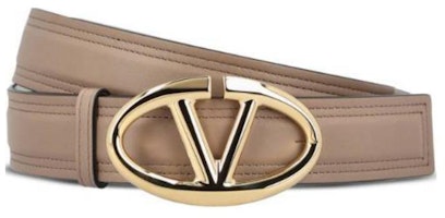 (Women) Valentino Beige Calfskin Leather Belt with Logo Design - 3CM Wide. 5W2T0SJ4FZCZ4U (Women) Valentino Beige Calfskin Leather Belt with Logo Design - 3CM Wide. 5W2T0SJ4FZCZ4U