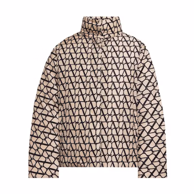 (Women) Valentino Beige Letter Print Puffer Jacket with Full Zip & High Collar 3B3CN0J187BE21
