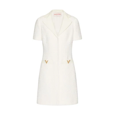 (Women) Valentino Beige Loose Fit V-Neck Short Sleeve Mini Dress. 3B3VA4506U9A03