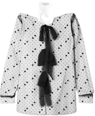 (W) Valentino 黑色蝴蝶結長袖寬鬆印花刺繡襯衫 WB0AB2Z55A6A01 Buy (W) Valentino 黑色蝴蝶結長袖寬鬆印花刺繡襯衫 WB0AB2Z55A6A01