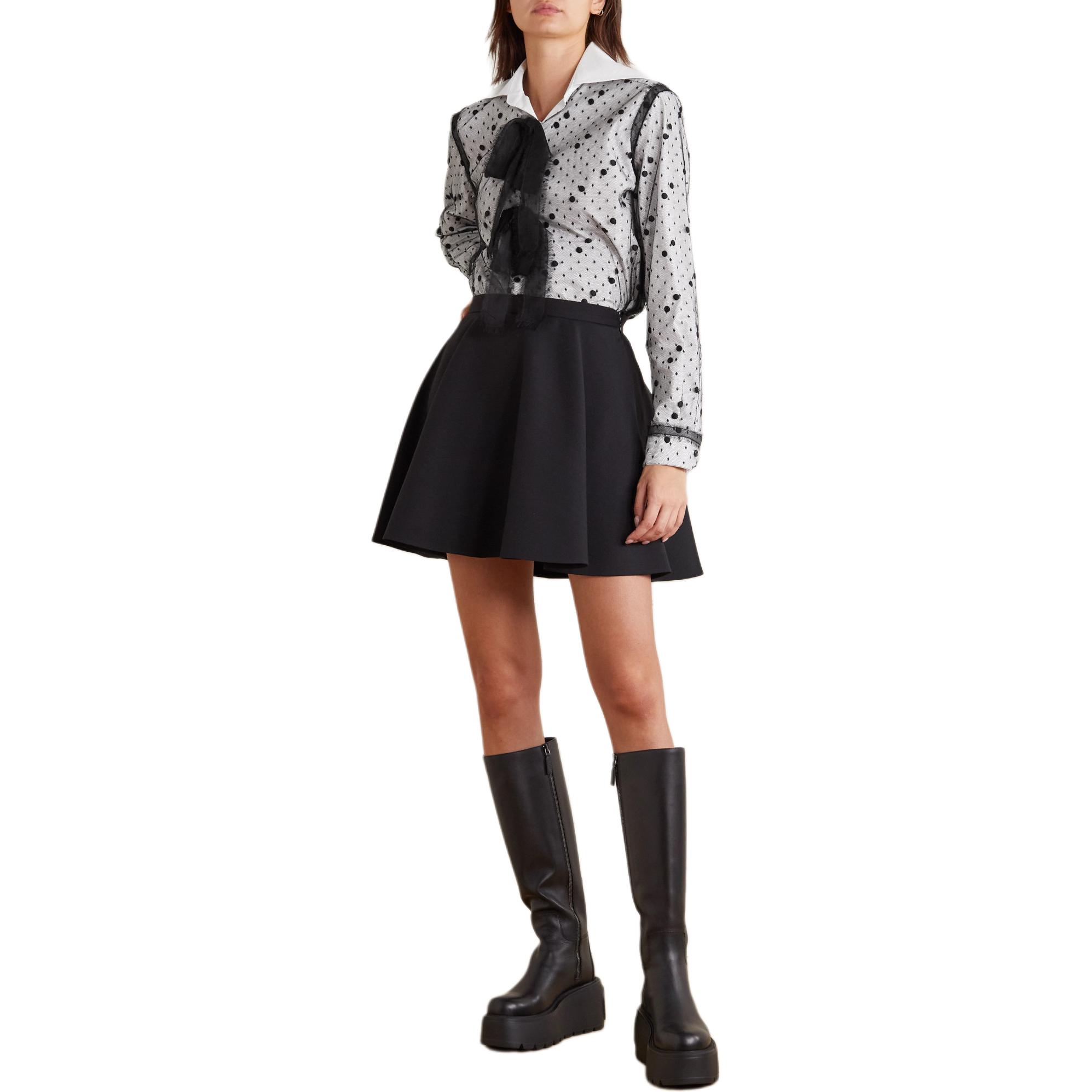 Lookbook (W) Valentino 黑色蝴蝶結長袖寬鬆印花刺繡襯衫 WB0AB2Z55A6A01