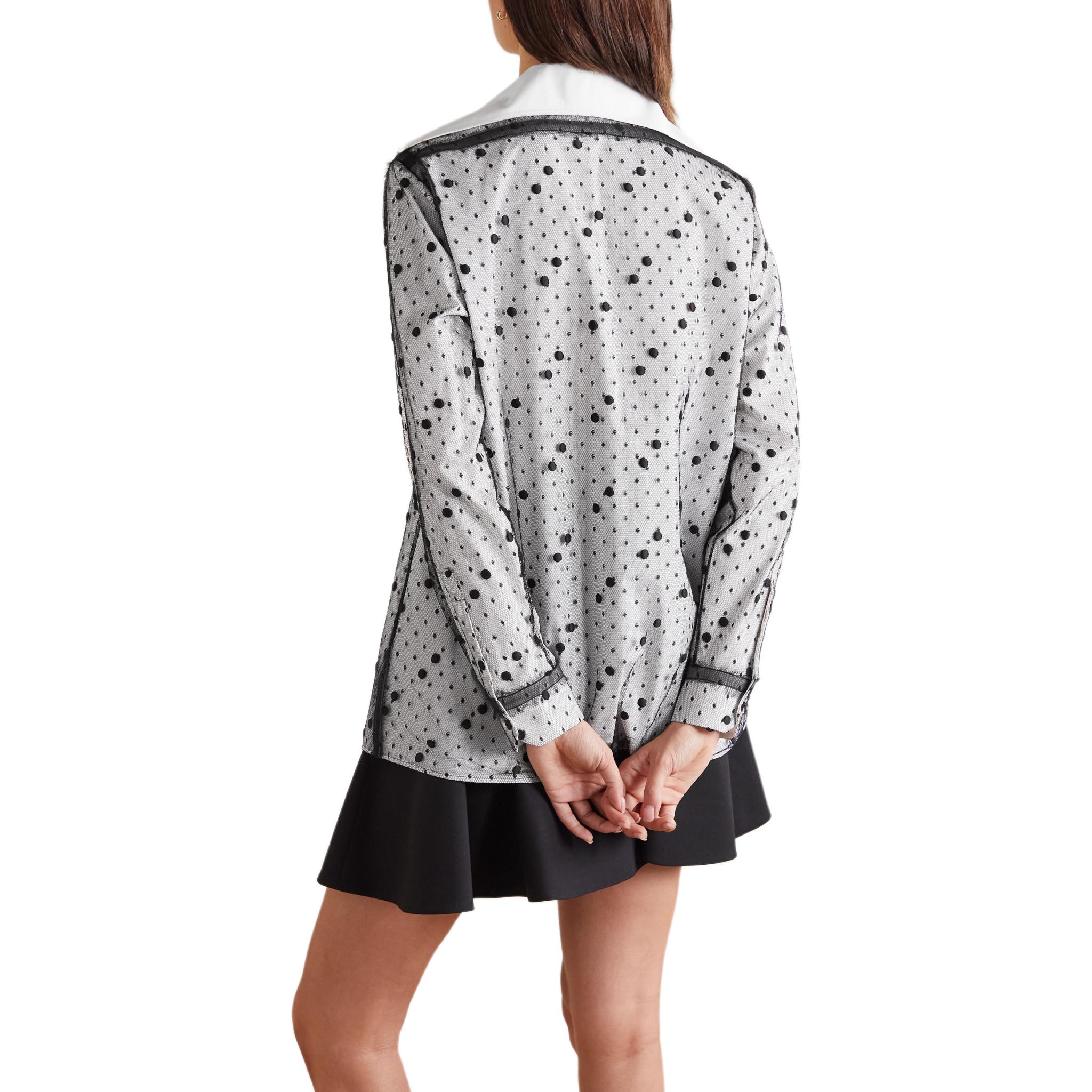 Details for (W) Valentino 黑色蝴蝶結長袖寬鬆印花刺繡襯衫 WB0AB2Z55A6A01