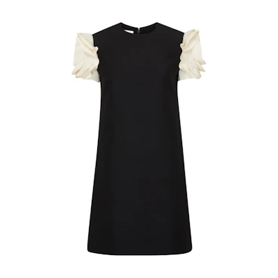 (Women) Valentino Black Colorblock Short-Sleeve Mini Dress. 4B3VA6D81CF0NA