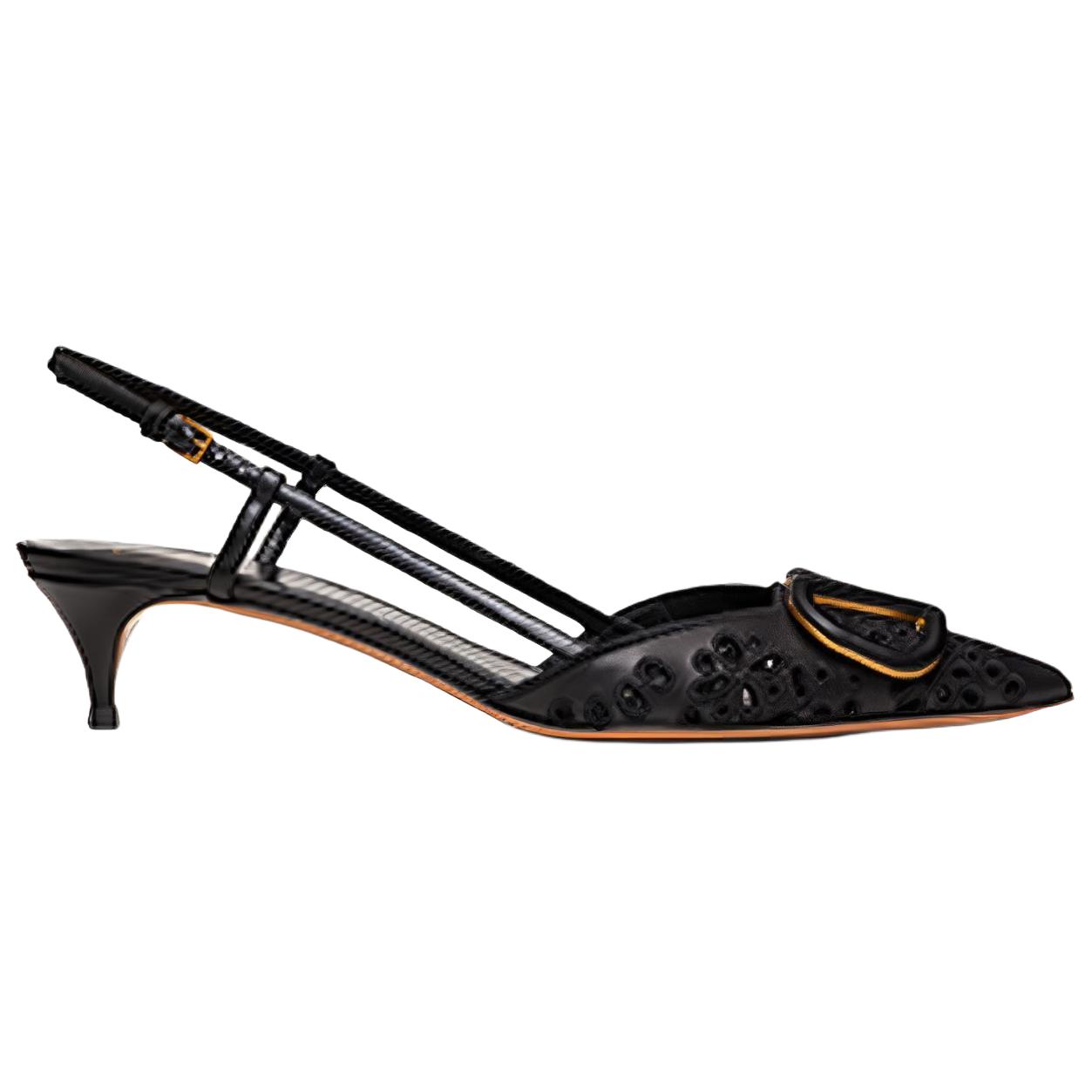 Order (W) Valentino 'Tacones Negros Bordados de Piel con Cordones' WW2S0Q70DUK0NO