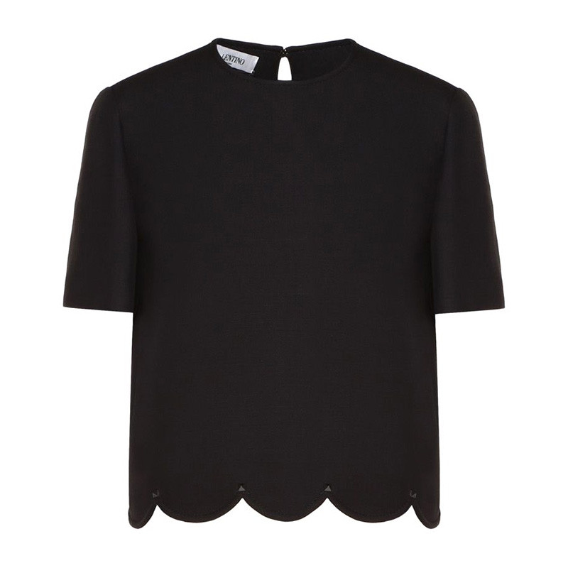 (Women) Valentino  Black Floral Trim Short Sleeve T-Shirt QB3AE2251CF157 圖 2