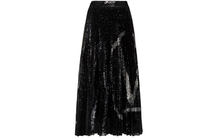 Order (W) Valentino 黑色高腰亮片細節A字休閒裙 UB3MD02E5NFN46