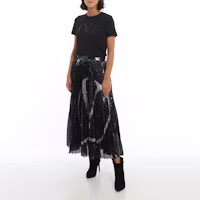 (W) Valentino 黑色高腰亮片細節A字休閒裙 UB3MD02E5NFN46 Lookbook (W) Valentino 黑色高腰亮片細節A字休閒裙 UB3MD02E5NFN46