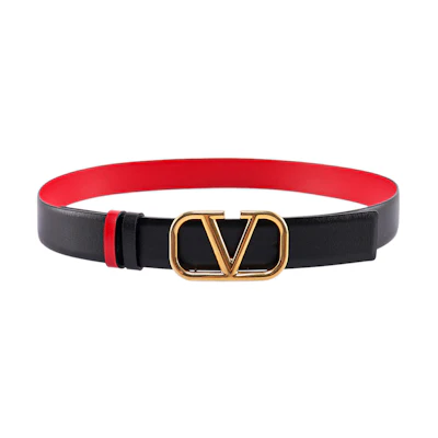 (Women) Valentino Black Leather Belt with Smooth Buckle 3cm. 1W2T0T15ZFR0SM