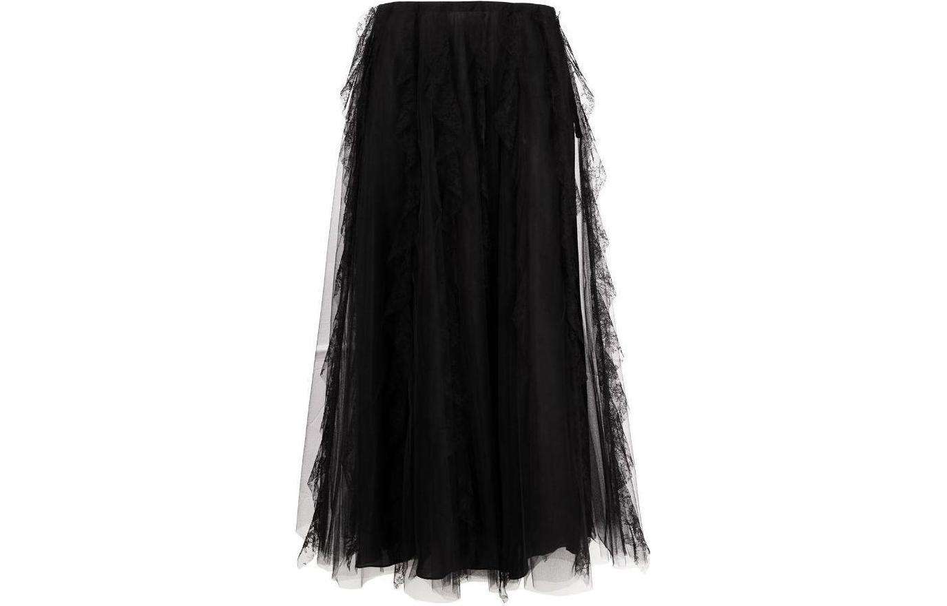 Order (W) Valentino Falda Maxi Negra de Malla con Cintura Elástica Estilo Casual. VB3RA7D51ED0NO