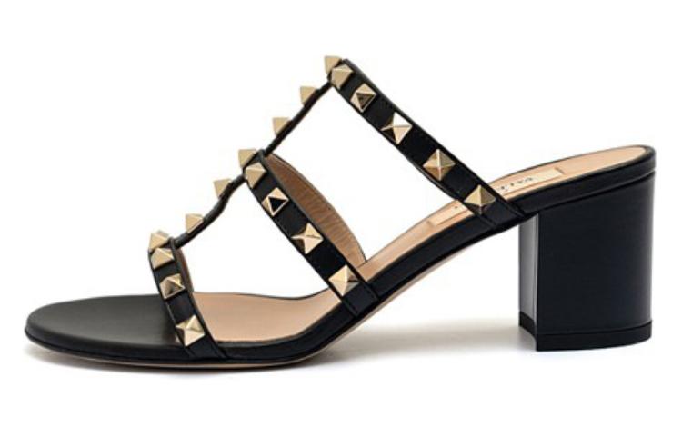 (Women) Valentino 'Black Open-Toe Fashion Slide' 2W2S0C47VOD0NO