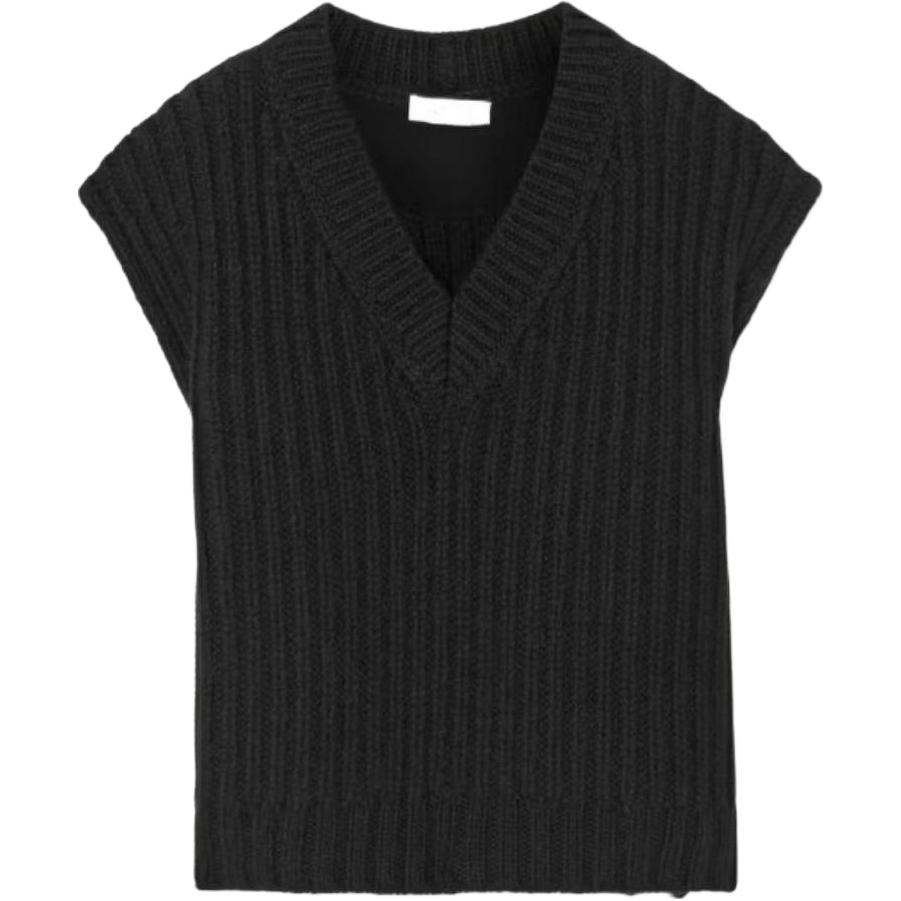 Buy (Women) Valentino  Black Sleeveless V-Neck Loose Fit Pullover Vest WB0KM01U6RS0NO