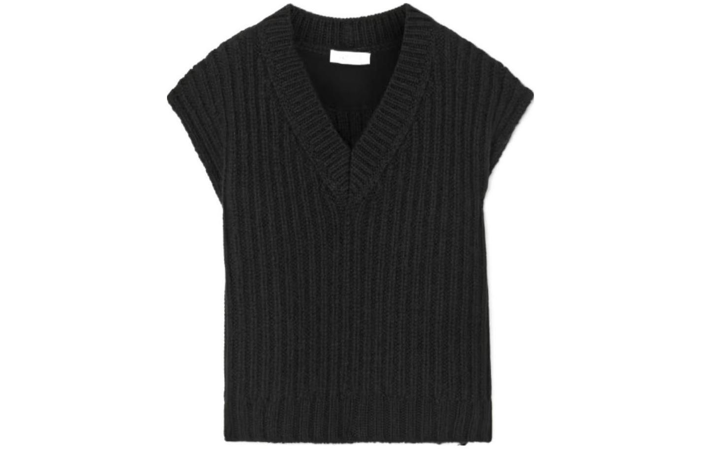 Order (Women) Valentino  Black Sleeveless V-Neck Loose Fit Pullover Vest WB0KM01U6RS0NO