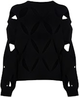 (Women) Valentino Black Wool Knit Pullover Sweater with Cutout Design. BKC28S6R20NO (Women) Valentino Black Wool Knit Pullover Sweater with Cutout Design. BKC28S6R20NO