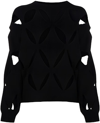 (W) Valentino Sweater Rajut Wol Hitam dengan Desain Cutout. BKC28S6R20NO Buy (W) Valentino Sweater Rajut Wol Hitam dengan Desain Cutout. BKC28S6R20NO