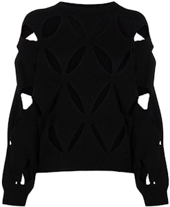 (W) Valentino Sweater Rajut Wol Hitam dengan Desain Cutout. BKC28S6R20NO Order (W) Valentino Sweater Rajut Wol Hitam dengan Desain Cutout. BKC28S6R20NO