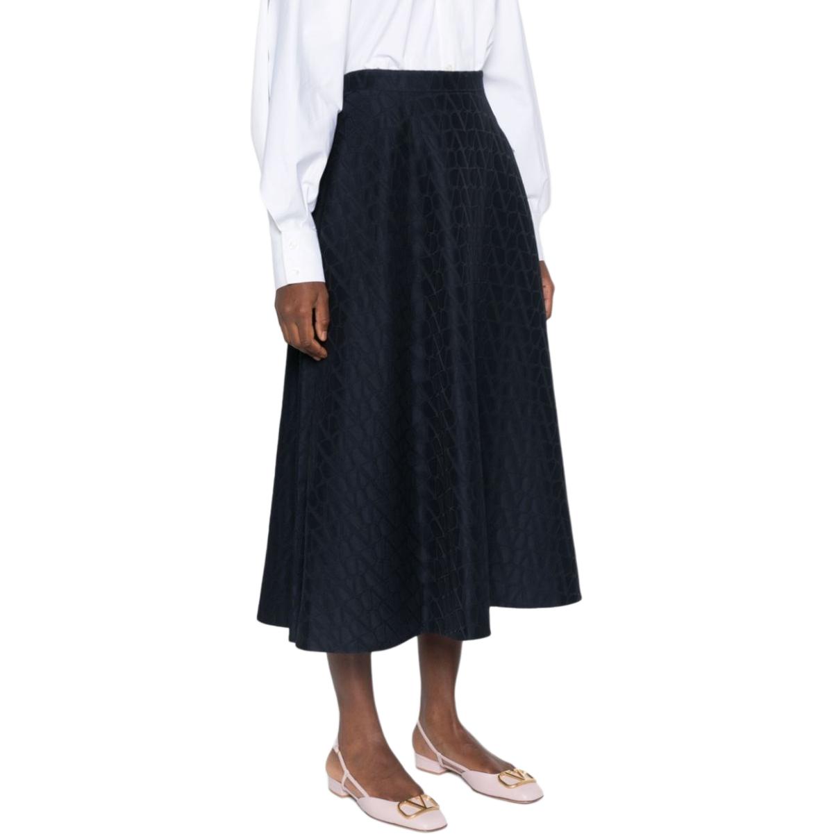 Lookbook (W) Valentino 蓝色标志提花中长款拉链休闲连衣裙 BRABK68G5598