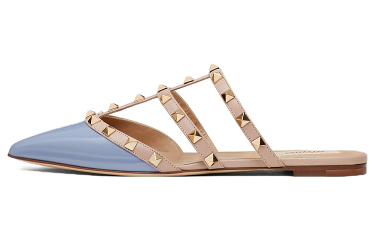 (W) Valentino 'Blue Patent Studded Slide'