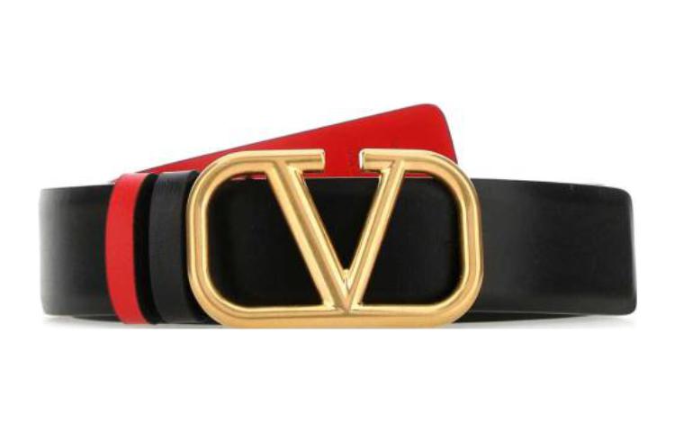 (Women) Valentino  Classic Logo Calfskin Leather Belt Black 7CM Wide. 3W0T0S11ZFR0SM