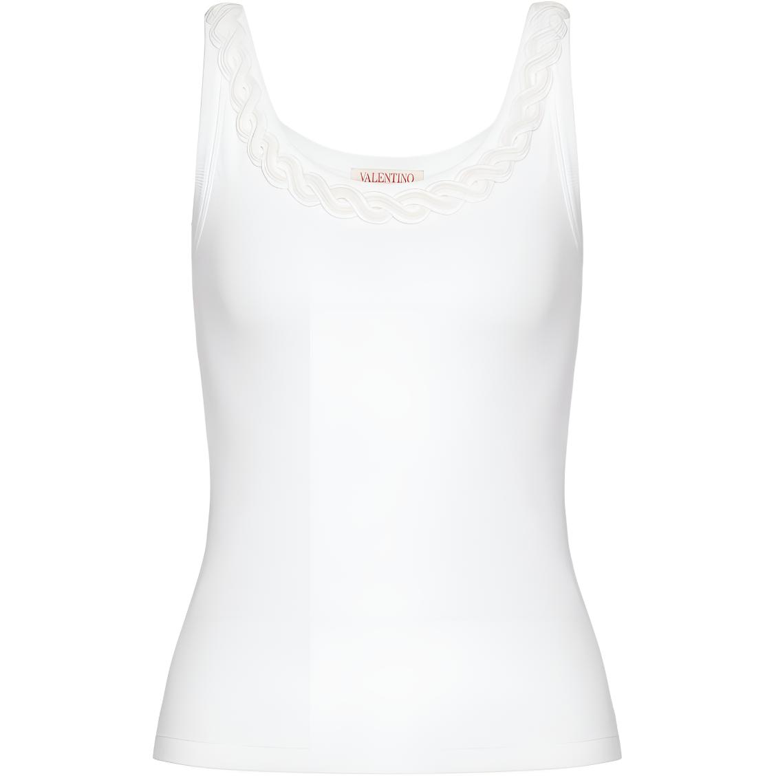(Women) Valentino  Embroidered Crewneck Sleeveless Pullover Tank Top White BMC01X8RJ-0BO